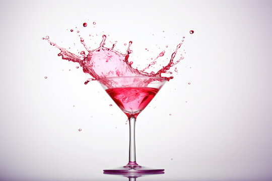 Classic cosmopolitan cocktail splash isolated on white background