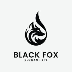 black fox line art design logo illustration icon