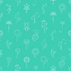 Fototapeta na wymiar Seamless Pattern Abstract Elements Different Plant Botanic Vector Design Style Background Illustration Texture For Prints Textiles, Clothing, Gift Wrap, Wallpaper, Pastel