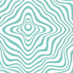 Color optical illusion. Abstract psychedelic background. Wavy swirly pattern. 70s Retro pattern groovy trippy. Seventies Style. Striped background for fabrics, paper, packaging. Vector Illustration