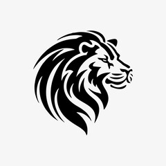 Lion logo facing right, abstract, black and white, vintage simple design template vector illustration
