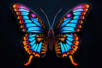 colorful butterfly with a black background