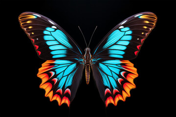 Obraz na płótnie Canvas colorful butterfly with a black background