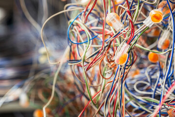 Network Chaos Of Colorful Telecommunication Cable Wires