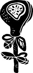Figs stylized. Hand-drawn illustration in linocut style. Black vector element for design
