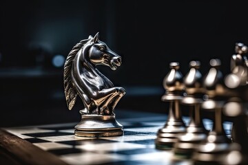 Leadership and Victory in Chess Game: Closeup of Horse and Pawn. Business Concept