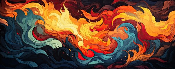 Colorful fire with fiery colored flames