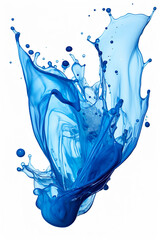 blue oil paint splash on white background, generative ai.