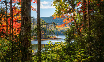 Acadia National Park autumn colors - Jordan Pond trail hike - Maine