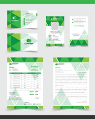 Corporate Brand Identity Mockup set. Editable vector. Business card, Id card, Invoice, letterhead,