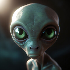 an alien with big green eyes Generative Ai
