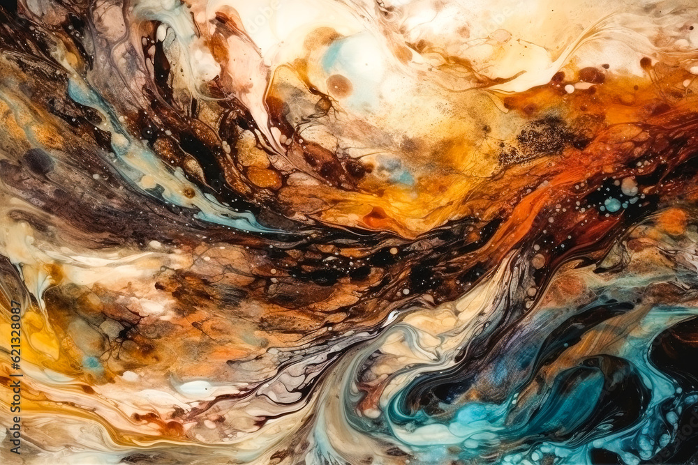 Poster orange and blue color mixing pattern as an abstract background. generative ai