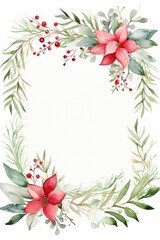 Christmas and new year greeting card, invitation mockup. Watercolor illustration
