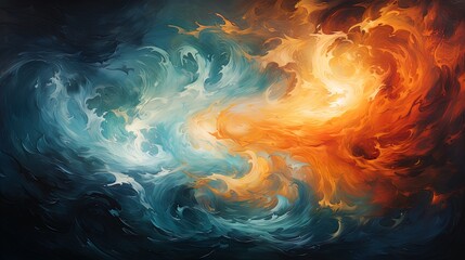 an oil on canvas painting of a swirling flame