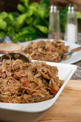 Bigos - sauerkraut stewed with meat, dried mushrooms and sausage.