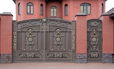 House facade with gate.