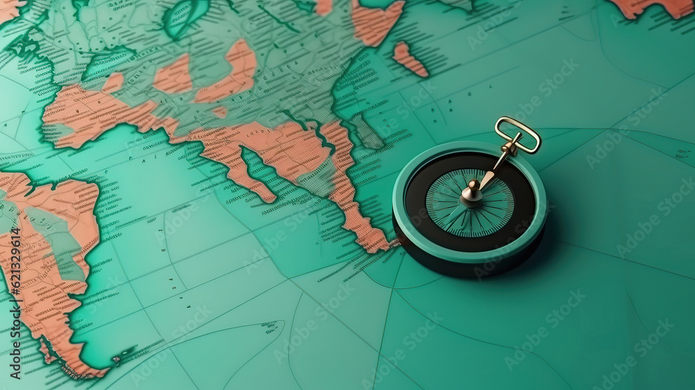 Wall mural happy columbus day background concept with compass. generative ai