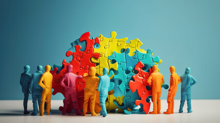 Concept of partnership and teamwork. mixed media, Bright color. Generative Ai