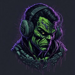 A detailed illustration face evil monster ,magic, t-shirt design, red color