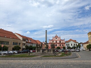 Pisek historical town in southern BOhemia,Czech republic,Churches, oldest bridge and street...