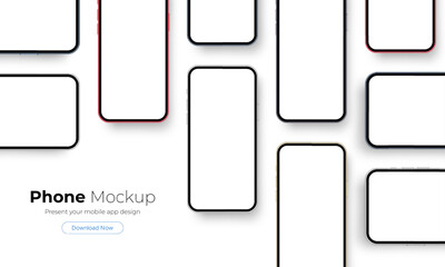 Phones With Blank Screens. Mockup for Mobile App Design. Vector Illustration
