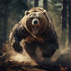 Angry Brown Bear The Forest