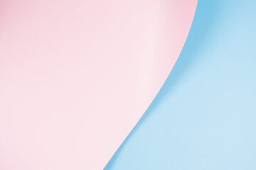 Abstract wave of pastel pink and light blue paper. Creative geometric curved paper with light and...