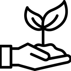 Hand holding plant vector icon