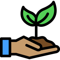 Hand holding plant vector icon