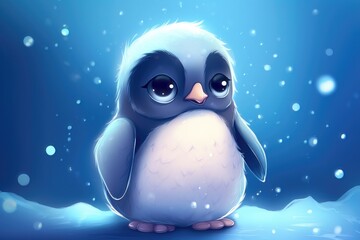 Cute baby penguin. AI generated