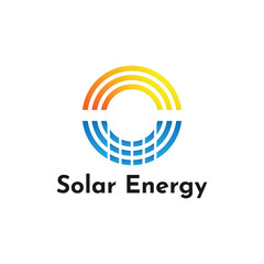 Solar energy with sun logo design idea