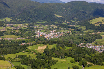 Fototapeta na wymiar Aerial view of the beautiful parish of Furnas in the island of Sao Miguel in the Azores