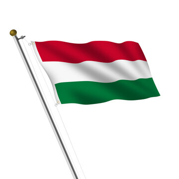 Hungary Flagpole 3d illustration with clipping path