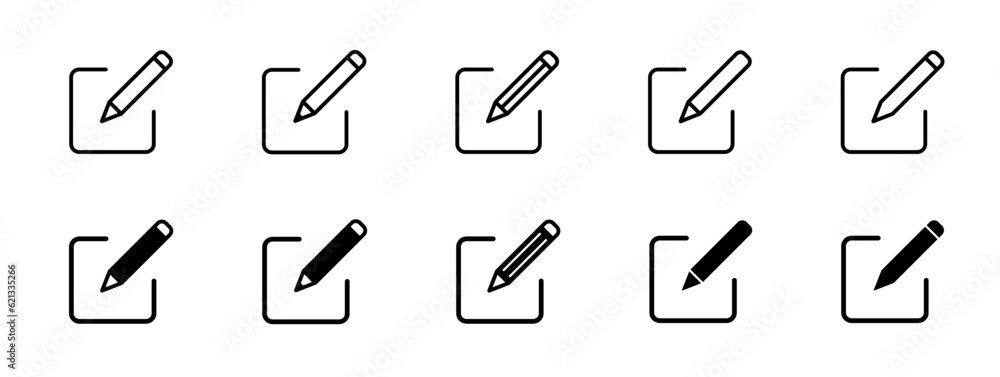 Aufkleber edit pencil icon set. notepad edit. editing write sign. eps 10