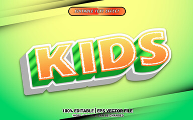 kids fun 3d text effect template design
