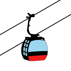 Cable car isolated on white background. Cable Car illustration. Cable car on rope way. Retro technology and transportation theme. © Nature Clicks