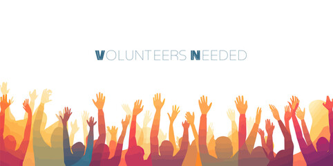 Volunteers Needed banners. Flat vector illustration.