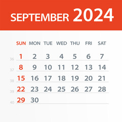 September 2024 Calendar Leaf - Vector Illustration