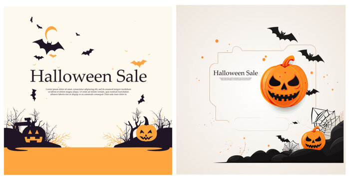 Halloween Sale banner. Modern design for Sales. Halloween banners with pumpkin