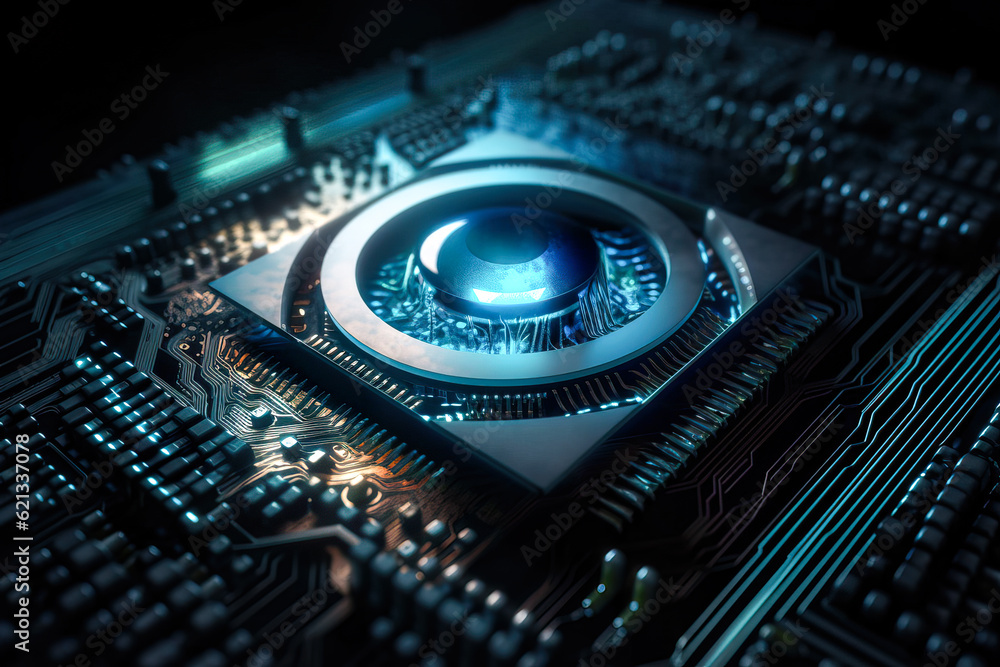 Poster central computer processors cpu concept. 3d rendering, conceptual image.. generative ai