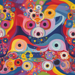 Naklejka premium Skull Pattern Abstract Geometric Colorful Ethereal Surreal Spooky Skeleton Death Beautiful