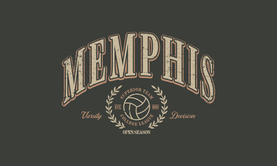 Vector artwork in varsity vintage style. Texture is removable.
