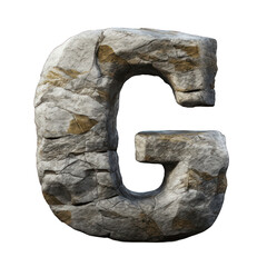 letter G in stone granite texture, typography lettering font illustration on isolated transparent...