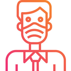 Man wearing surgical mask. Gradient icon design