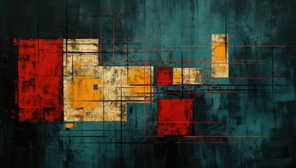 Square night. Abstract graphical piece that has geometric shapes