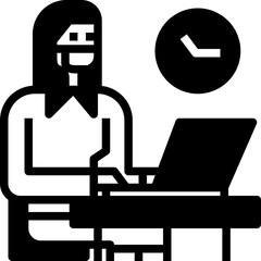 Business woman with mask. glyph icon design