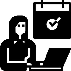 Business woman working. glyph icon design