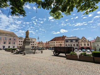 Tabor historical city center with old town square in south Bohemia.Czech republic Europe,panorama...
