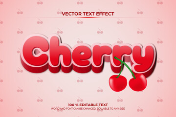 Cherry Fruit Editable Text Effect with realistic Cherry   vector