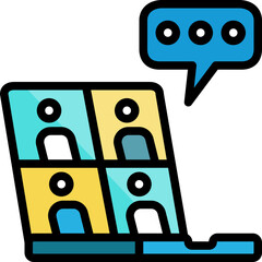Vdo call on laptop. Filled outline icon design
